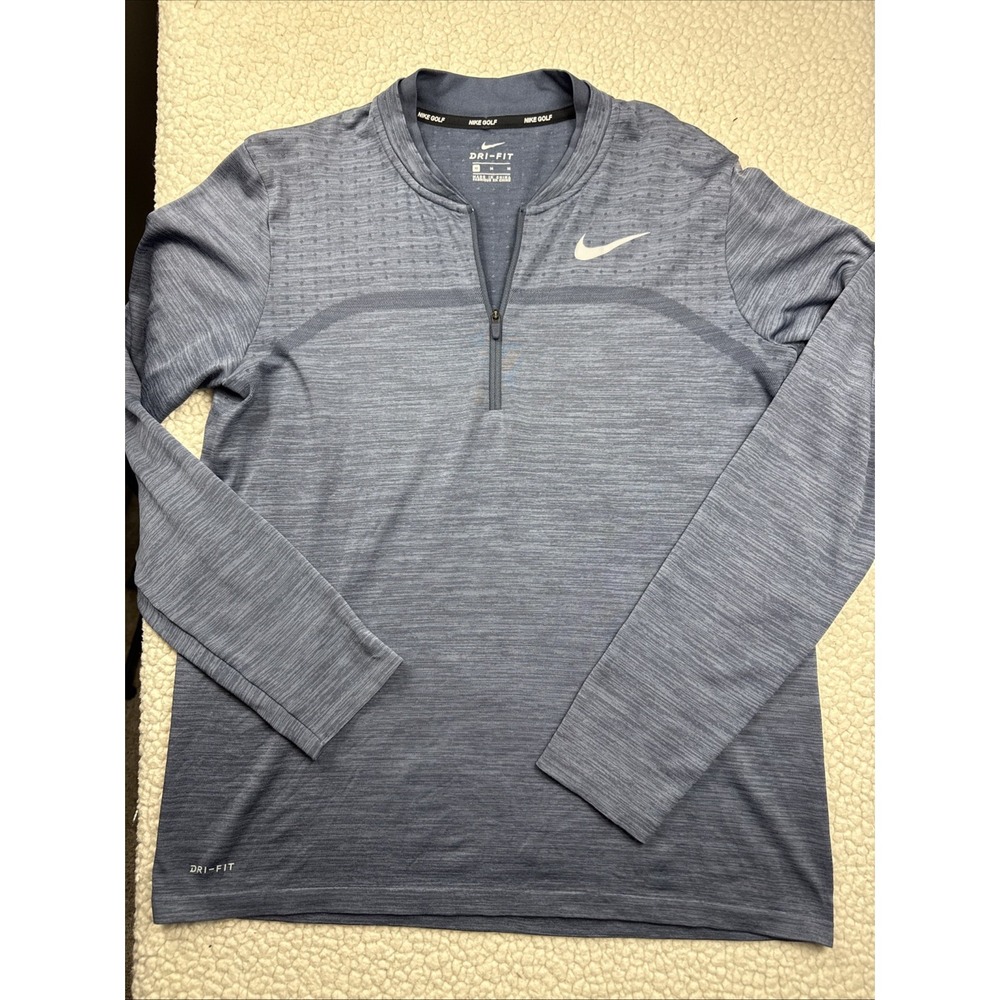 Nike Golf Zonal Cooling 1/2 Zip Seamless Pullover Womens Medium Heather Navy EUC